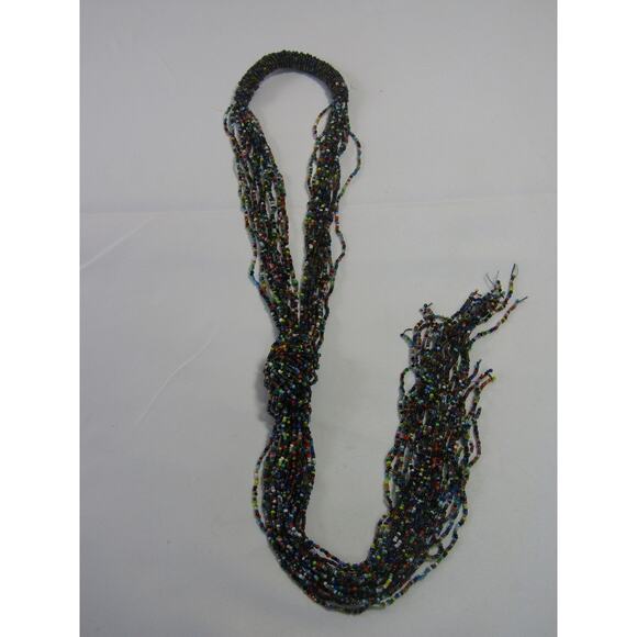 VTG Necklace Multi Color Seed Bead 26" Boho Cottagecore Whimsical Grandma Knot - Picture 4 of 7